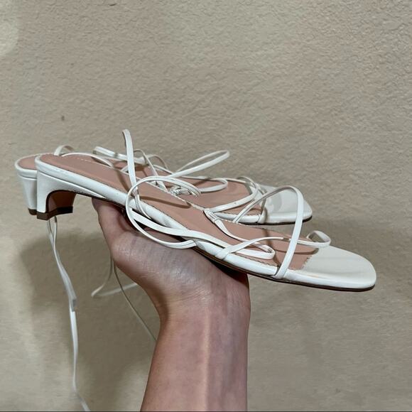 NEW J. Crew Italy ivory white strappy small kitten heel leather sandals - Picture 5 of 10